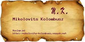 Mikolovits Kolombusz névjegykártya